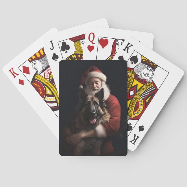 Belgian Shepherd Santa Claus Festive Christmas Playing Cards (Back)