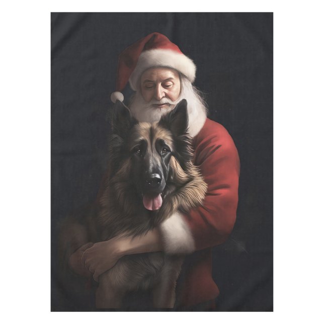 Belgian Shepherd Santa Claus Festive Christmas Tablecloth (Front)