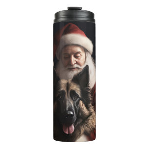 Belgian Shepherd Santa Claus Festive Christmas Thermal Tumbler