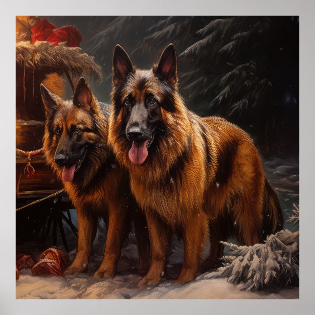 Belgian Shepherd Snowy Sleigh Christmas Decor (Front)