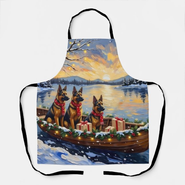 Belgian Shepherd Tervuren Christmas Boat Holiday Apron (Front)