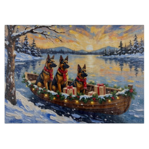 Belgian Shepherd Tervuren Christmas Boat Holiday Cutting Board