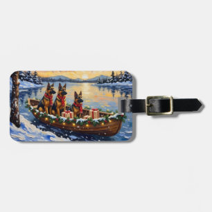 Belgian Shepherd Tervuren Christmas Boat Holiday Luggage Tag