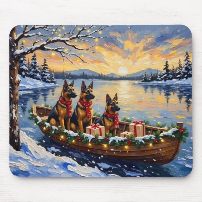 Belgian Shepherd Tervuren Christmas Boat Holiday Mouse Mat (Front)