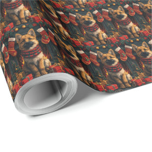 Belgian Shepherd With Christmas Gifts Fireplace Wrapping Paper