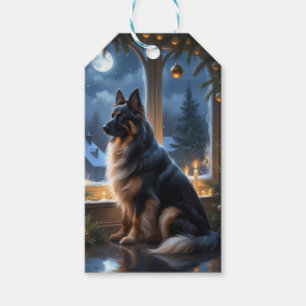 Belgian Shepherd With Christmas Lights Holiday Gift Tags