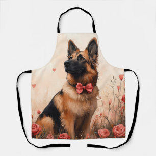 Belgian Shepherd with Roses - Valentine's Day Apron