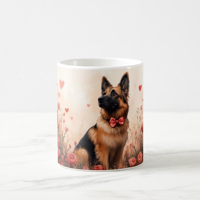 Belgian Shepherd with Roses - Valentine's Day Coffee Mug (Center)