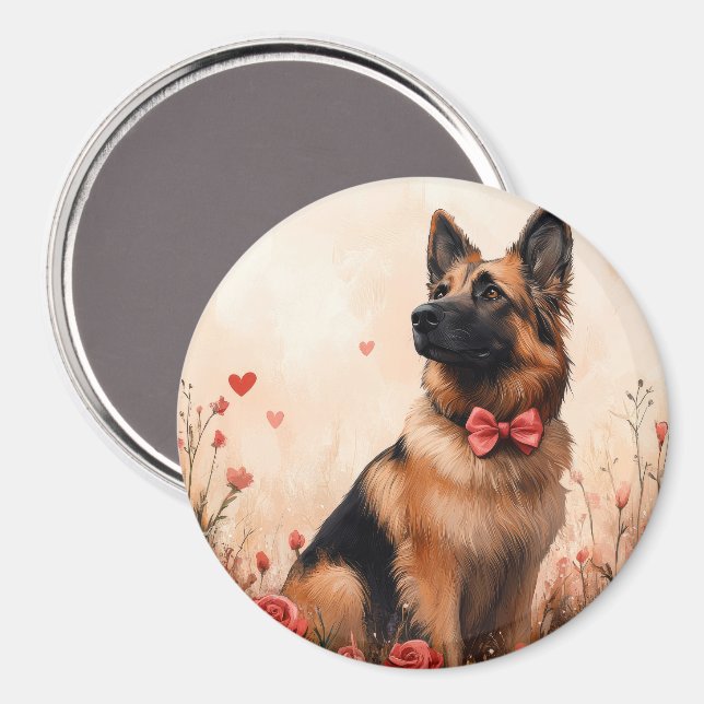 Belgian Shepherd with Roses - Valentine's Day Magnet (Front/Back)