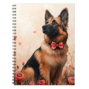 Belgian Shepherd with Roses - Valentine's Day Notebook