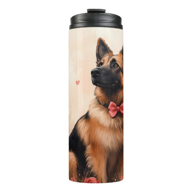 Belgian Shepherd with Roses - Valentine's Day Thermal Tumbler (Front)