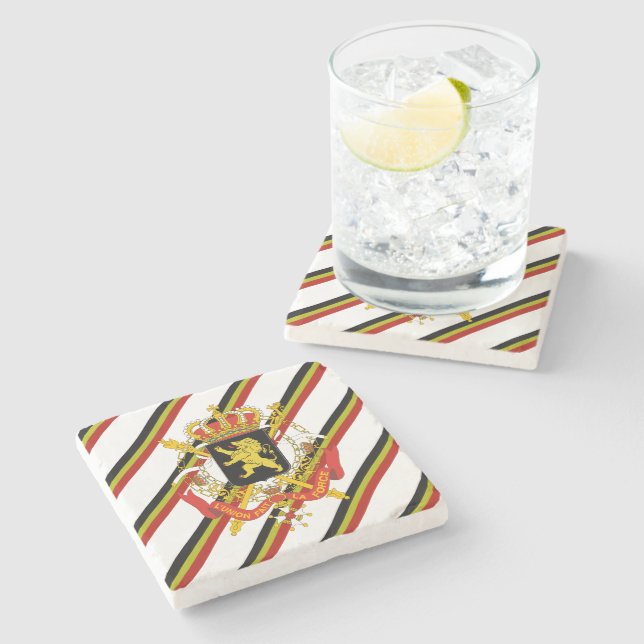 Belgian stripes flag stone coaster (Side)