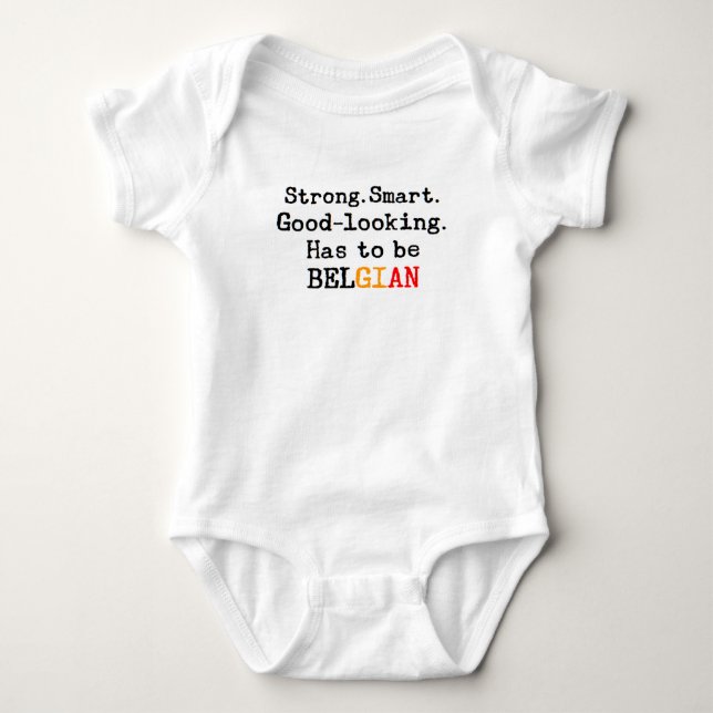 belgian strong baby bodysuit (Front)