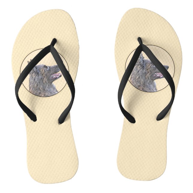 Belgian Tervuren 2 Painting - Original Dog Art Flip Flops (Footbed)