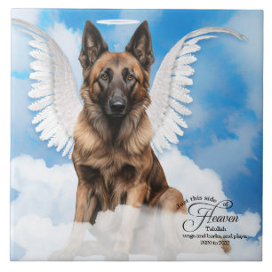 Belgian Tervuren Angel Personalized Pet Memorial Tile