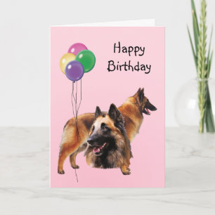 Belgian Tervuren, Birthday Balloons Card