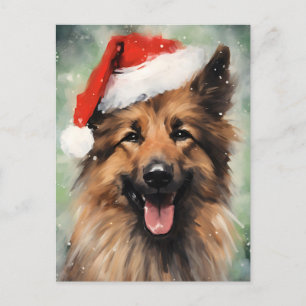 Belgian Tervuren Christmas brush painting artwork Postcard