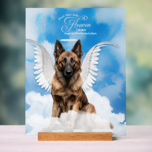 Belgian Tervuren Dog Angel with Name Pet Memorial Acrylic Sign