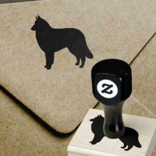 Belgian Tervuren Dog Breed Silhouette Rubber Stamp