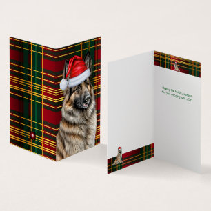 Belgian Tervuren Dog Holiday Plaid Christmas Card