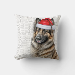 Belgian Tervuren Dog Watercolor Christmas Cushion