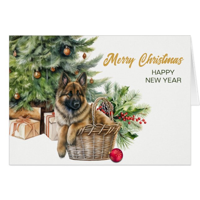 Belgian Tervuren Dog Wicker Basket Christmas Tree (Front Horizontal)