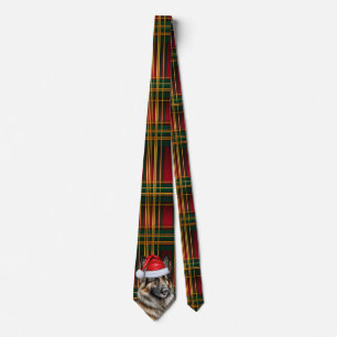 Belgian Tervuren Holiday Plaid Christmas Tie