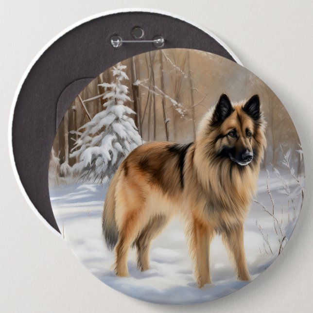 Belgian Tervuren Let It Snow Christmas  6 Cm Round Badge (Front & Back)