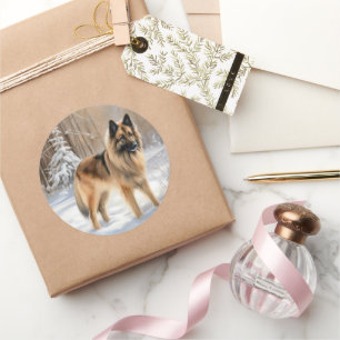 Belgian Tervuren Let It Snow Christmas  Classic Round Sticker