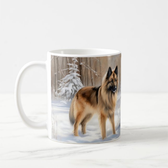 Belgian Tervuren Let It Snow Christmas  Coffee Mug (Left)