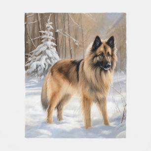 Belgian Tervuren Let It Snow Christmas  Fleece Blanket