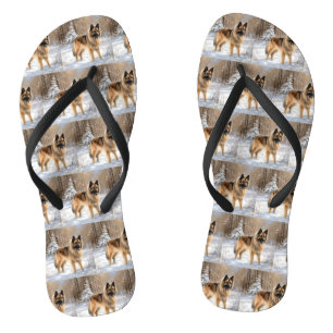 Belgian Tervuren Let It Snow Christmas  Flip Flops