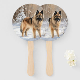 Belgian Tervuren Let It Snow Christmas  Hand Fan