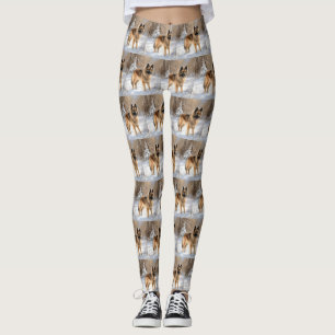 Belgian Tervuren Let It Snow Christmas Leggings