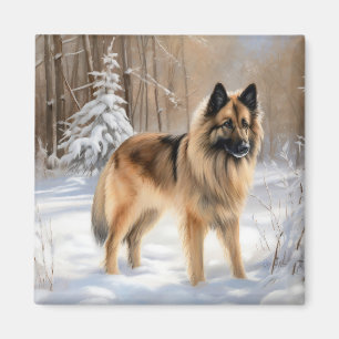 Belgian Tervuren Let It Snow Christmas  Magnet
