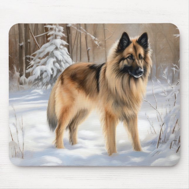Belgian Tervuren Let It Snow Christmas  Mouse Mat (Front)