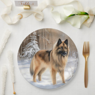 Belgian Tervuren Let It Snow Christmas  Paper Plate
