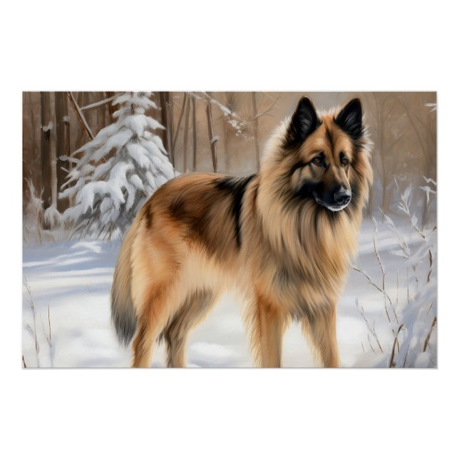 Belgian Tervuren Let It Snow Christmas  Poster (Front)