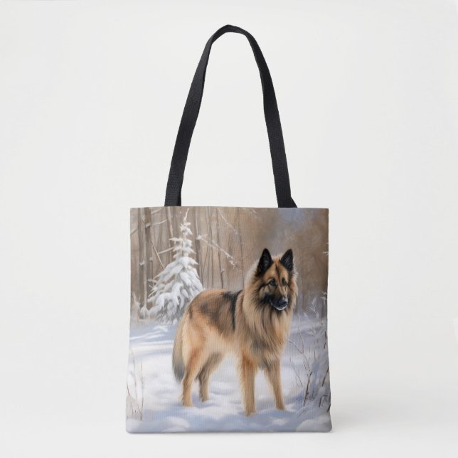 Belgian Tervuren Let It Snow Christmas  Tote Bag (Front)