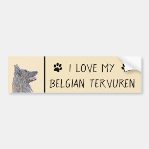 Belgian Tervuren Painting - Cute Original Dog Art Bumper Sticker