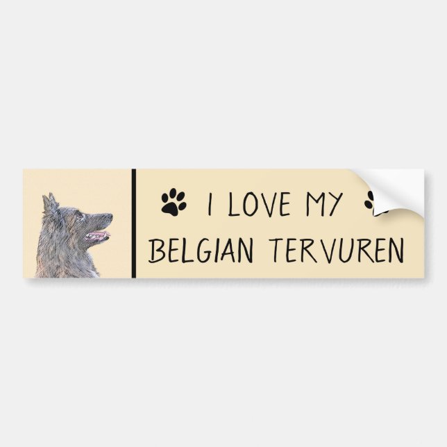 Belgian Tervuren Painting - Cute Original Dog Art Bumper Sticker (Front)