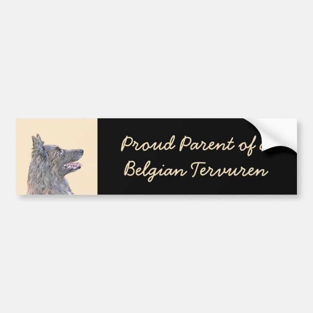 Belgian Tervuren Painting - Cute Original Dog Art Bumper Sticker (Front)