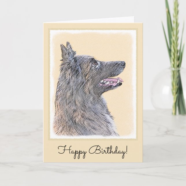 Belgian Tervuren Painting - Cute Original Dog Art Card (Front)