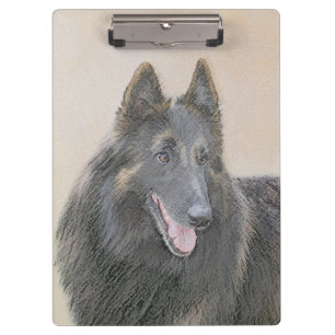 Belgian Tervuren Painting - Cute Original Dog Art Clipboard