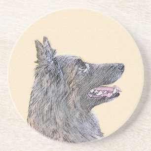 Belgian Tervuren Painting - Cute Original Dog Art Coaster