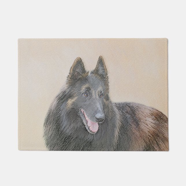 Belgian Tervuren Painting - Cute Original Dog Art Doormat (Front)
