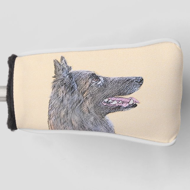 Belgian Tervuren Painting - Cute Original Dog Art Golf Head Cover (Front)