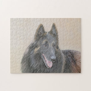 Belgian Tervuren Painting - Cute Original Dog Art Jigsaw Puzzle