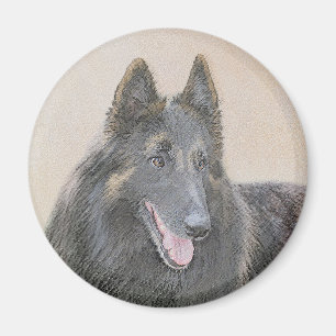 Belgian Tervuren Painting - Cute Original Dog Art Magnet