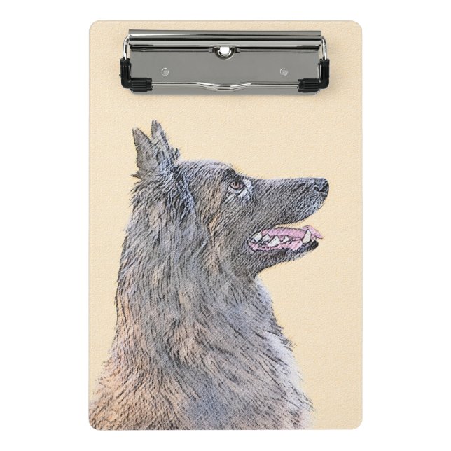 Belgian Tervuren Painting - Cute Original Dog Art Mini Clipboard (Front)